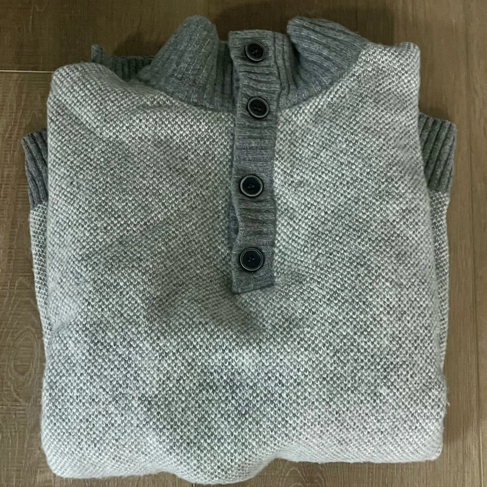 Luca Nobili Italy Men XL Pullover Button Sweater Gray Wool Blend 46